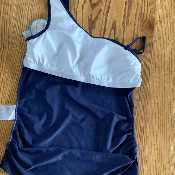 Swim Top Sz 38 Navy One Shoulder Baleaf. NWT - Picture 3 of 7